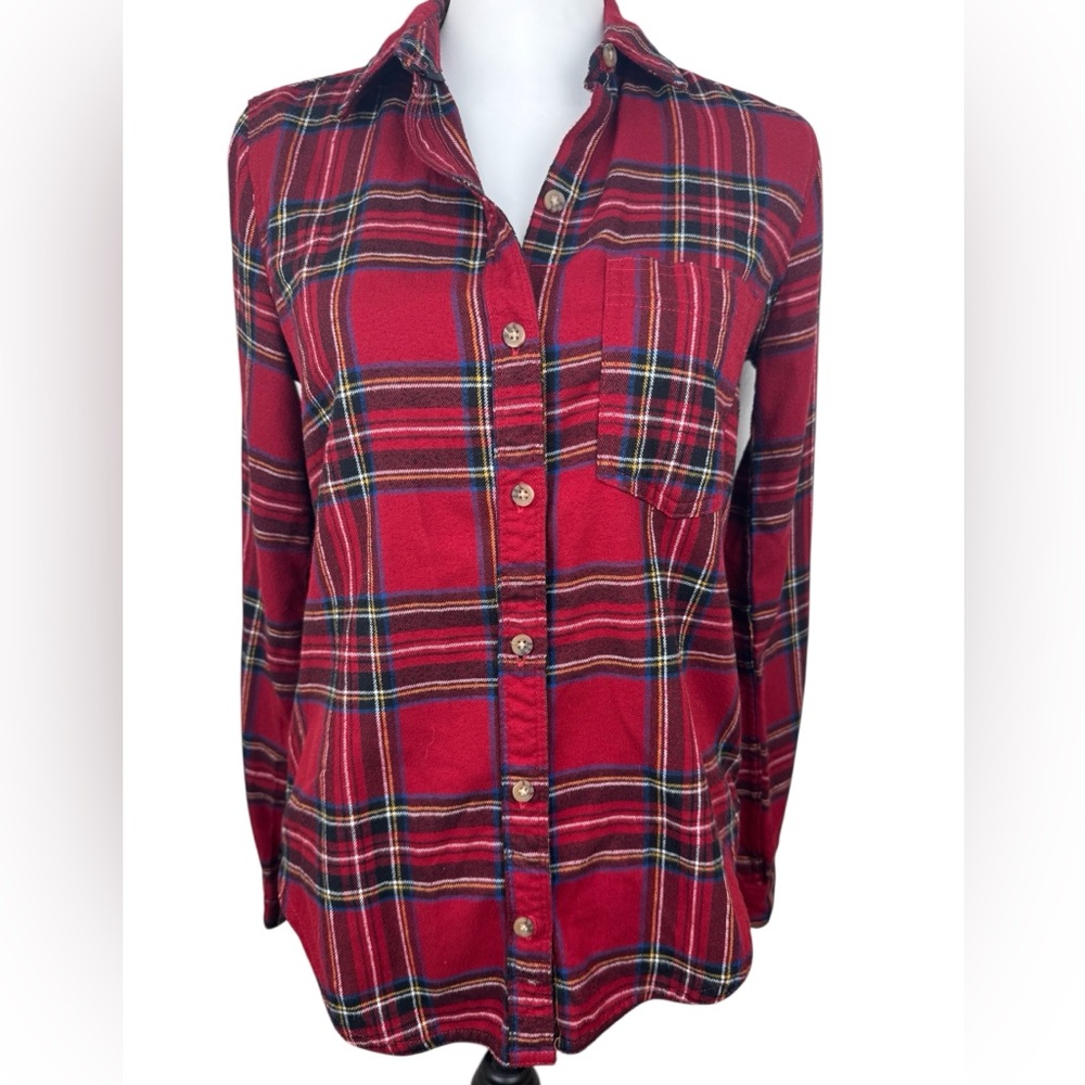 Abercrombie & Fitch Soft AF Red Plaid Flannel Long Sleeve Button Down Shirt XS